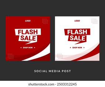 Flash Sale Promo Banner. Red and White Background. Good Used for Banner and Social Media Post - EPS 10 Vector