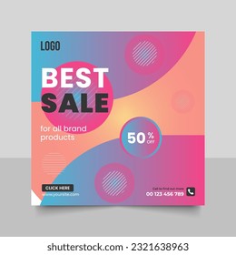 Flash sale promo banner template with podium and flying discount label, sale and discount background