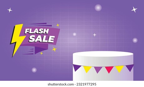 Flash sale promo banner template with blank product podium 