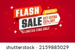 Flash sale promotion. Sale banner with 25 percent off. Special offer limited in time. Get extra discount invitation. Commercial poster, coupon or voucher vector illustration