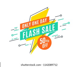 Flash sale promotion banner, flat design, price tag. Vector illustration. Color swatches control