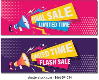 Flash sale promotion banner poster template vector, final sale limited time promotion website and store poster banner 