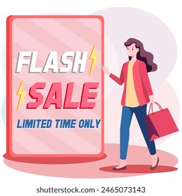 Flash sale promotion banner shopping flat style