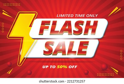 Flash sale promotion banner template design with red retro background 