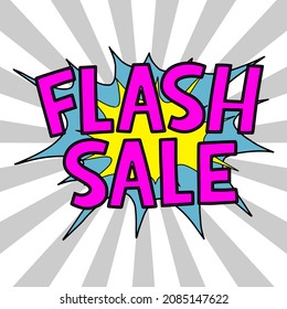 FLASH SALE Promotion Comic Style Sales Badge Emblem Colorful Vector