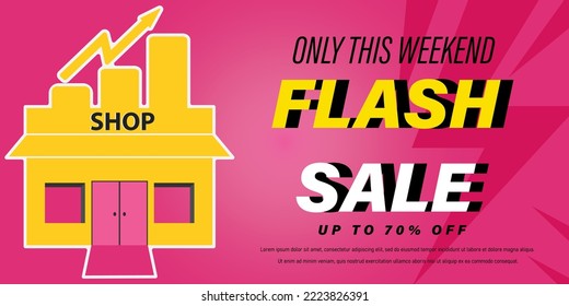 Flash sale promotion discount banner template. DISCOUNT UP TO 70%.