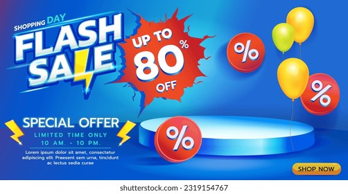 Flash Sale promotion illustration concept is vibrant, energetic, and visually captivating, aiming to convey a sense of excitement and the opportunity for amazing deals and discounts.