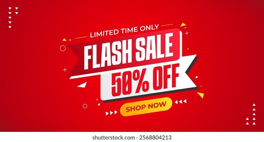 Flash sale promotional banner. Flash sale promo with discount offer for online shopping, special offer, voucher, website, social media advertising