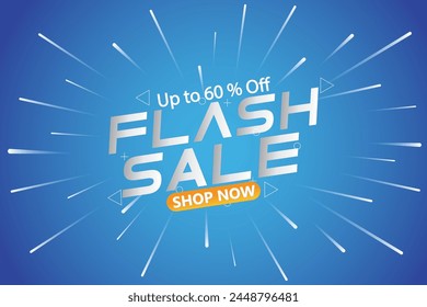 Plantilla de etiqueta promocional Flash Sale. Oferta especial Hasta un 60 % de descuento en mensajes de texto para empresas, compras con descuento, promoción de ventas y publicidad