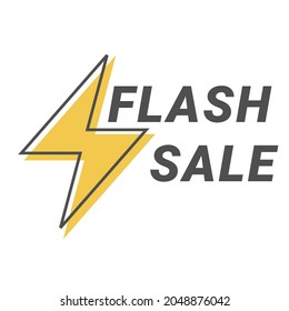 Flash Sale promotional labels templates set. Special offer text design with thunder sign