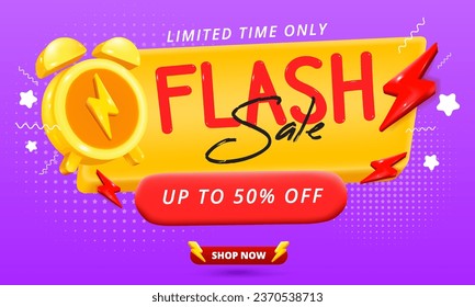 Flash Sale promotional labels templates set. Special offer with thunder sign and hand lettering for business, discount shopping, sale promotion and advertising.