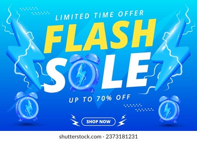 Juego de plantillas de etiquetas promocionales de Flash Sale. Oferta especial con señalización de truenos y letras a mano para negocios, compras de descuento, promoción de venta y publicidad.