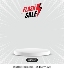 Flash Sale promotional sticker template. Flash Sales banner template design for social media and website. Sale promotion and advertising banner. Flash sale with gray background. vector illustration