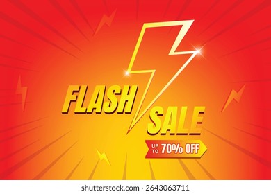 Flash Sale promotional sticker template. Flash Sales banner template design for social media and website. Sale promotion and advertising banner. Flash sale mnemonic with discount. Flash sale 70% off.
