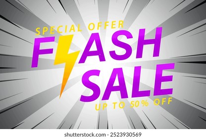 Flash Sale promotional template. Flash Sales banner template design for social media and website.