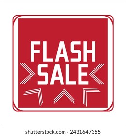 Flash Sale Red Vector Banner in Red Thin Square with White Text Illustration. Isolated on White Background. Easy to use and edit.