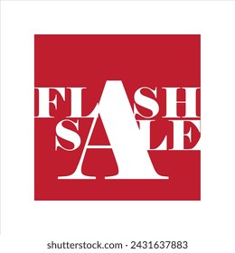 Flash Sale Red and White Vector Banner Illustration. Isolated on White Background.