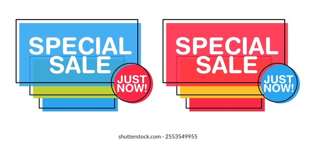 Flash sale ribbon and banner collection set vector image, price discount label for store