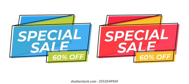 Flash sale ribbon and banner collection set vector image, price discount label for store