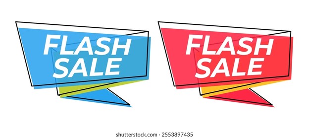 Flash sale ribbon and banner collection set vector image, price discount label for store