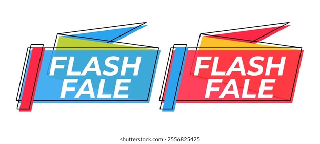 Flash sale ribbon and banner collection set vector image, price discount label for store