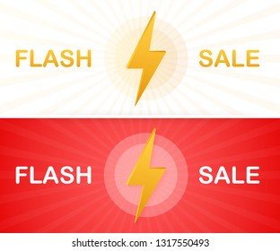 Flash sale. Flash ribbon banner, scroll, price tag, sticker, badge, poster. Vector stock illustration.