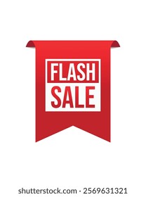 Flash sale ribbon tag banner template retail promotion and announcement. Advertising design, business promotion. Vector illustration on white background
