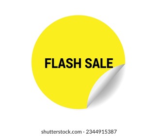 Signo de sticker redondo de Flash Sale. Banner adhesivo de círculo Flash Sale, ilustración vectorial de símbolo de placa.