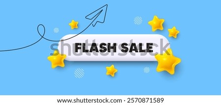 Flash sale search bar. Share plane line icon. Flash Sale. Special offer price sign. Advertising Discounts symbol. Search button with 3d stars. Vector