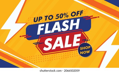 Flash sale shop now yellow banner templateVector