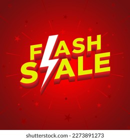 Flash Sale Shopping for banner poster Flash icon graphic text on red, yellow background. Flash Sales banner template design for social media and website.Special Offer Flash Sale campaign, E-commerce 