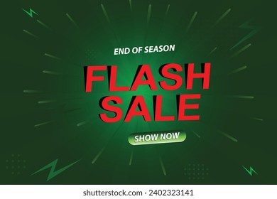 Flash sale shopping banner or poster with flash icon and 3D text on a green background. isolated illustration template design for social media website