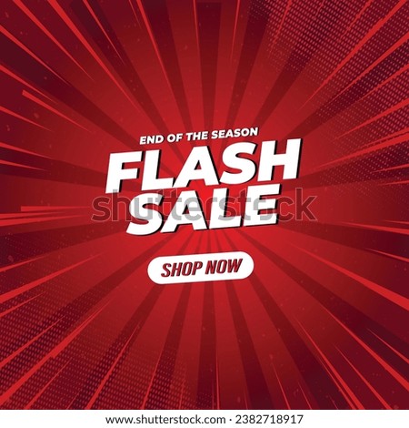 Flash Sale Shopping Banner or Poster Design with 3D text and a Blast Effect on a red background. The Banner can be used for social media posts, website promotions, and Campaigns. Editable EPS File.