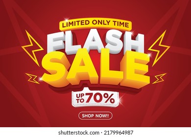 Flash Sale Shopping banner with Thunder sales banner template design for social media and website.Limited Only time and Flash Sale campaign
