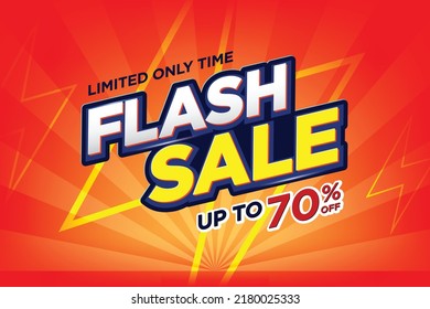 Banner de la compra de Flash Sale con el diseño de la plantilla de banner de ventas Thunder para medios sociales y sitio web.Campaña de sólo tiempo y venta de Flash