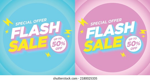 Flash Sale Shopping-Banner mit Thunder-Werbebanner-Vorlagen für soziale Medien und Website.Begrenzte Kampagne für den Time-and-Flash-Verkauf