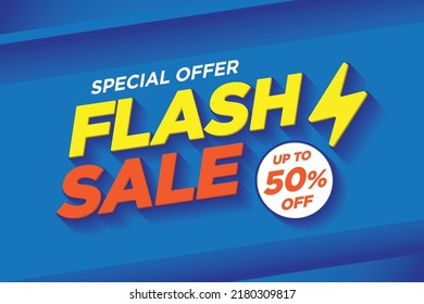 Flash Sale Shopping banner with Thunder sales banner template design for social media and website.Limited Only time and Flash Sale campaign