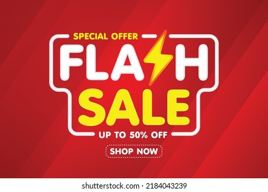 Flash Sale Shopping banner with Thunder sales banner template design for social media and website.Limited Only time and Flash Sale campaign