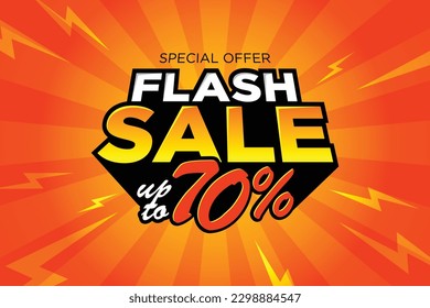 Flash Sale Shopping banner with Thunder sales banner template design for social media and website. Special Offer, Limited Only time and Flash Sale campaign