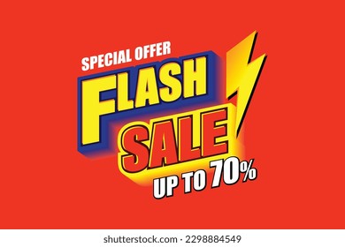 Flash Sale Shopping banner with Thunder sales banner template design for social media and website. Special Offer, Limited Only time and Flash Sale campaign