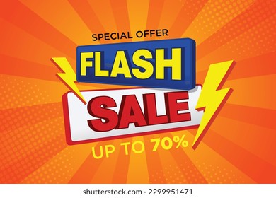 Flash Sale Shopping banner with Thunder sales banner template design for social media and website. Special Offer, Limited Only time and Flash Sale campaign