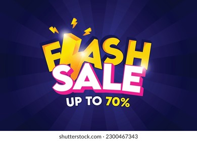 Banner Flash Sale Shopping con el diseño de la plantilla de banner de ventas Thunder para medios sociales y sitio web. Oferta especial, sólo tiempo limitado y campaña de venta en flash