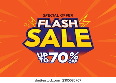 Banner Flash Sale Shopping con el diseño de la plantilla de banner de ventas Thunder para medios sociales y sitio web. Oferta especial, sólo tiempo limitado y campaña de venta en flash