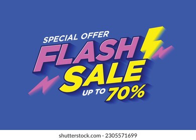 Banner Flash Sale Shopping con el diseño de la plantilla de banner de ventas Thunder para medios sociales y sitio web. Oferta especial, sólo tiempo limitado y campaña de venta en flash