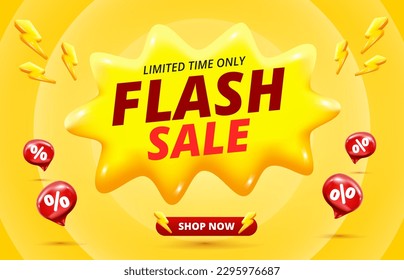 Flash Sale Shopping Poster - 3D Flash sale banner template design.