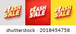 Flash Sale Shopping Poster or banner with Flash icon and text on transparent,red and yellow background.Flash Sales banner template design for social media and website.Special Offer Flash Sale campaign