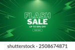 Flash Sale Shopping Poster or banner with Flash icon and 3D text on Green background. Flash Sales banner template design for social media and website. comic design wallpaper