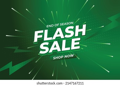 Flash Sale Shopping Poster or banner with Flash icon and 3D text on green background. Flash Sales banner template design for social media and website. Special Offer Flash Sale campaign or promotion. - Shutterstock ID 2147167211