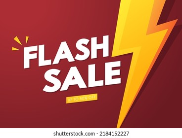 Flash Sale Shopping Poster or banner with Flash icon on red background. Flash Sales banner template design for social media and website. Special Offer Flash Sale campaign or promotion.