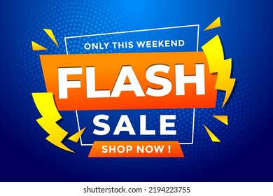 Flash Sale Shopping Poster or Banner. Flash Sales banner template design for social media and website